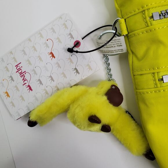 New Kipling Alvar Medium Yellow Women’s Crossbody Bag and Monkey Clip - Picture 10 of 11